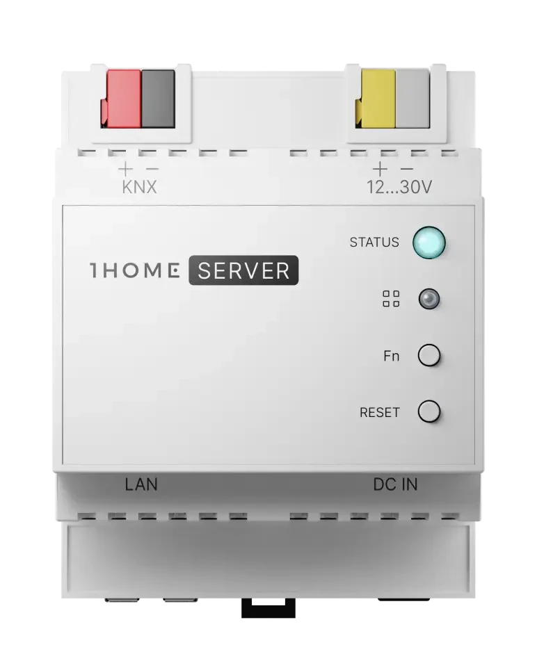 Front view of the 1Home Server KNX Pro DIN-rail module