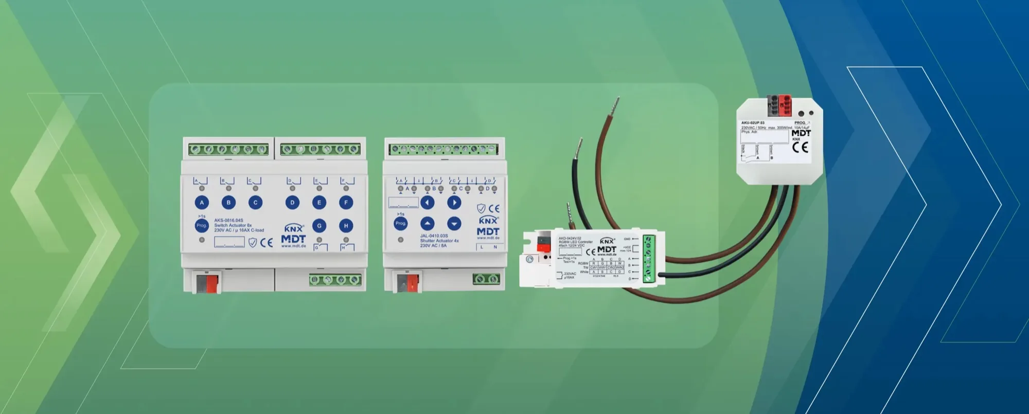 MDT switch actuator, shutter actuator, LED controller and flush-mounted actuator