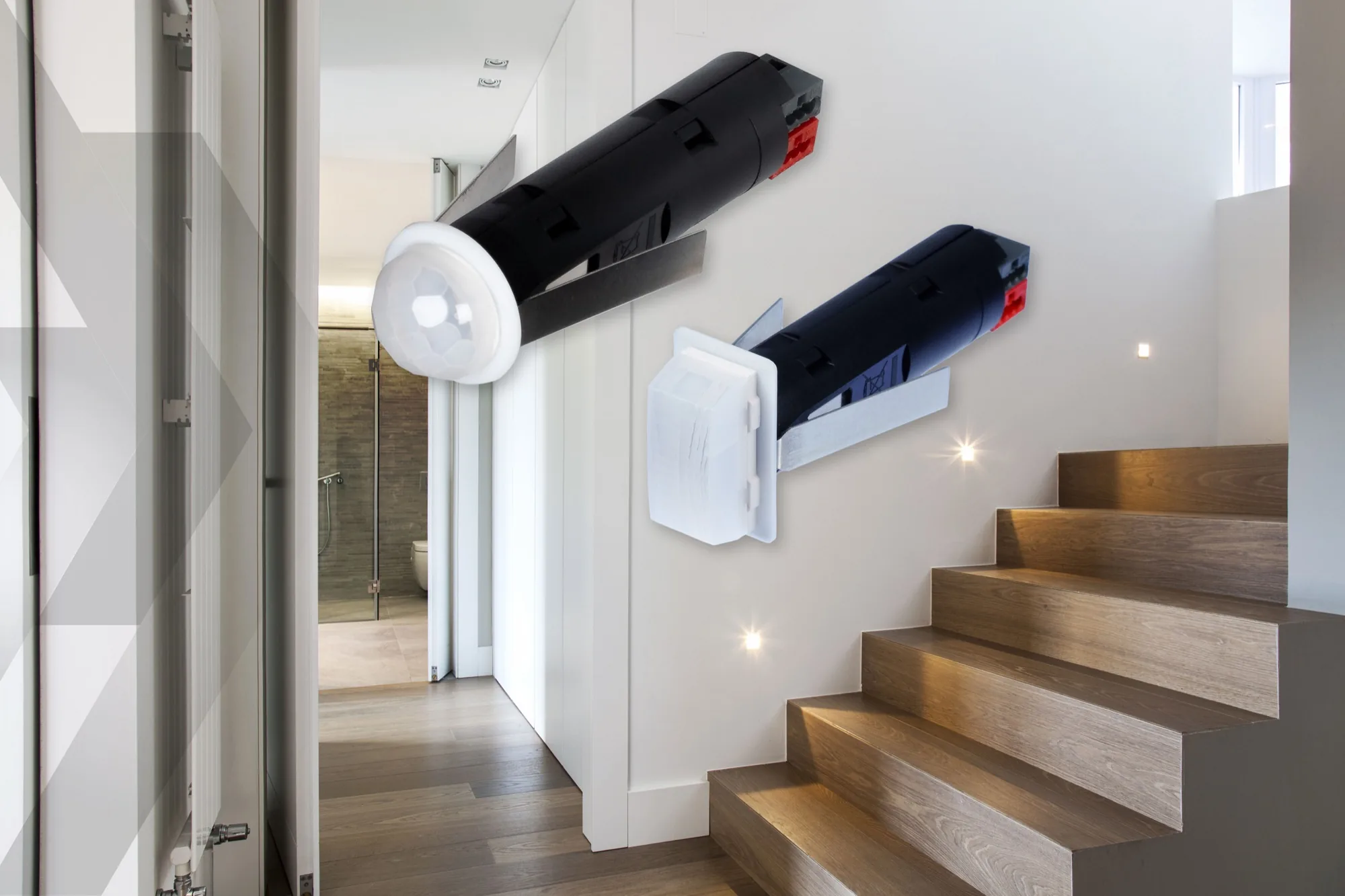 MDT Micro Presence Detector 360° and Micro Motion Detector above a staircase